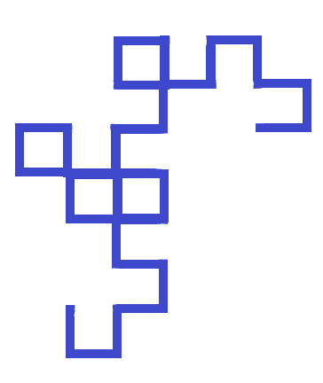 A Blue Drawing to teach how to draw the Dragon Curve Fractal by hand