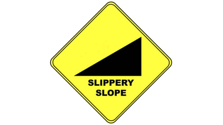 A warning sign for a slippery slope