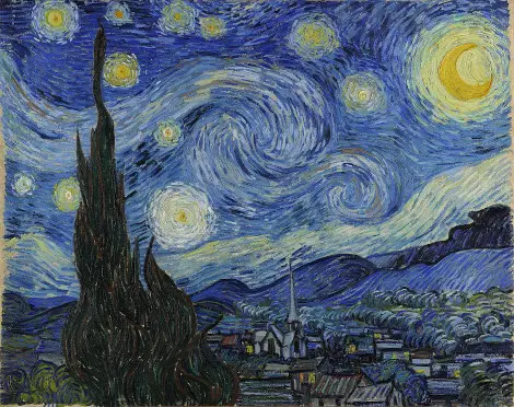 Van Gogh's Starry Night that is an example both of impressionism and expressionism