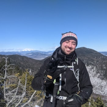Mike hiking Mt. Whiteface in the winter