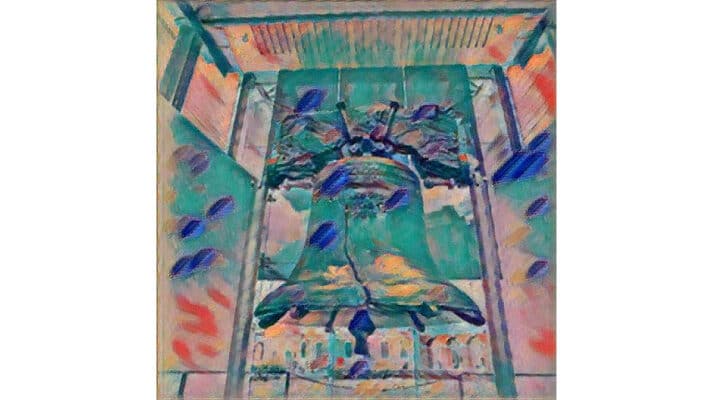A photo of the Liberty Bell style transferred into Matisse's Woman with a Hat