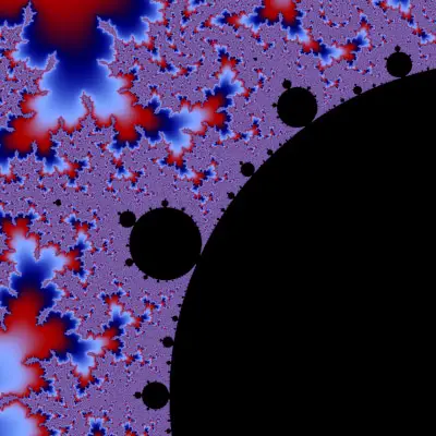 The boundary of the Mandelbrot Set with Red, White, and Blue style