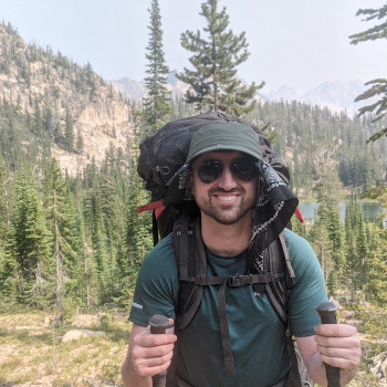 Mike, hiking in the Sawtooth Mountains in Idaho.