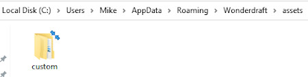 The custom assets folder on a Windows PC
