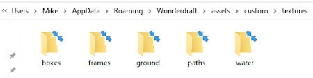 The Wonderdraft Textures folder on a Windows PC