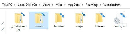 The Wonderdraft User Folder on a Windows PC