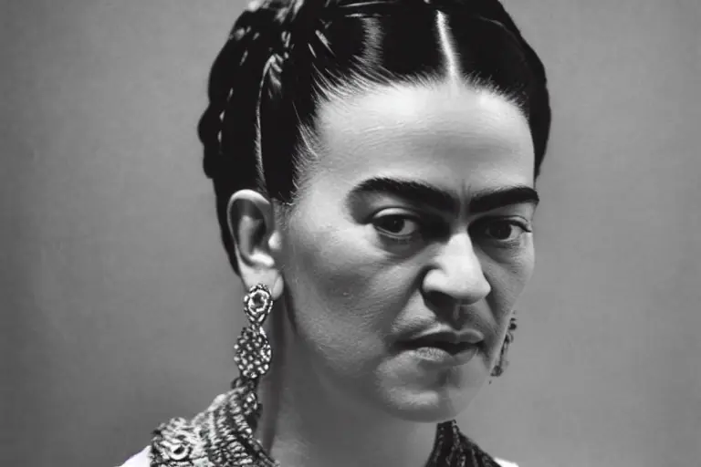 A deguerrotype style photo of Frida Kahlo