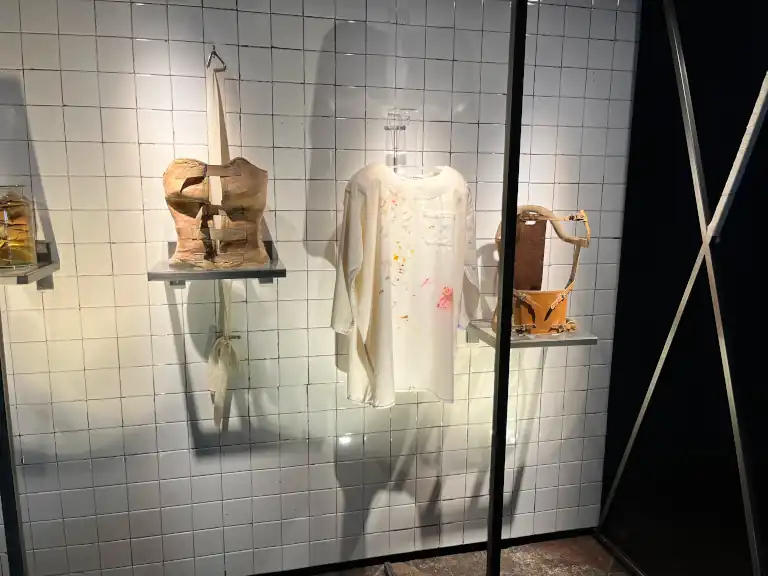Frida Kahlo's back braces and smock on display in the museum