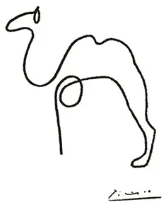 Picasso's minimalist line drawing of a Camel.