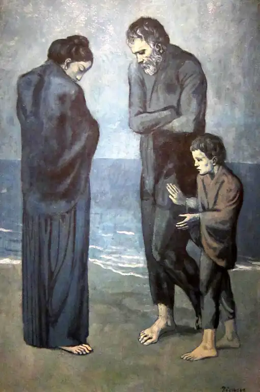 Picasso's oil painting The Tragedy painted in 1903. Public domain