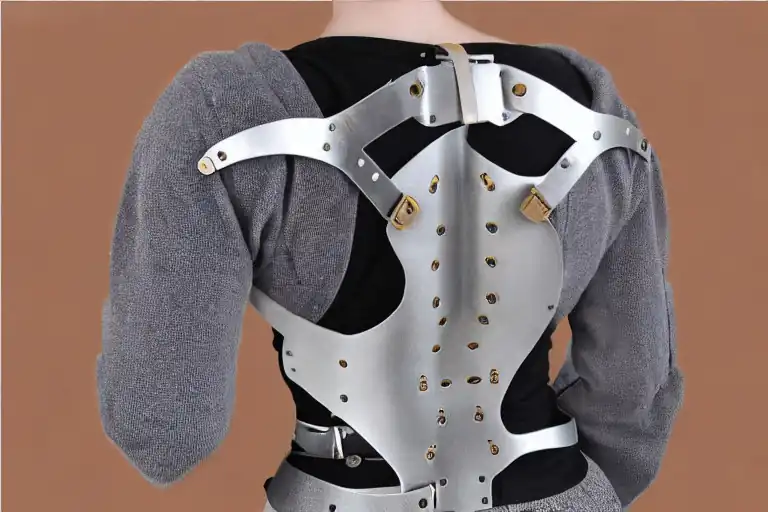 Rendering of a steel corset styled back brace