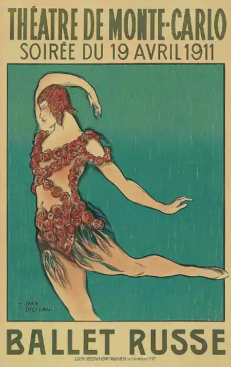 Poster from 1911 advertising the Ballet Russe play 'Le Spectre de la Rose'. Image courtesy of CocteauFan CC-BY-3.0