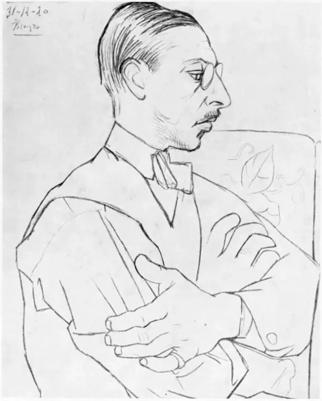 Picasso's 1920 drawing of Igor Stravinsky. Public domain